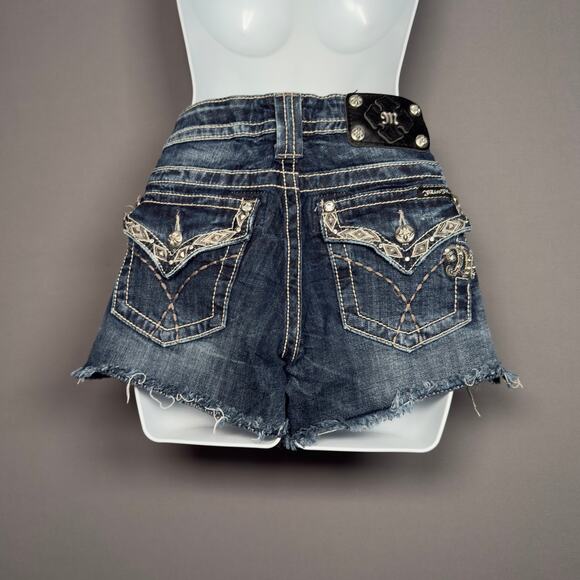 MISS ME Vintage 90s Y2K Low Rise Flap Pocket Denim Shorts - Picture 4 of 7